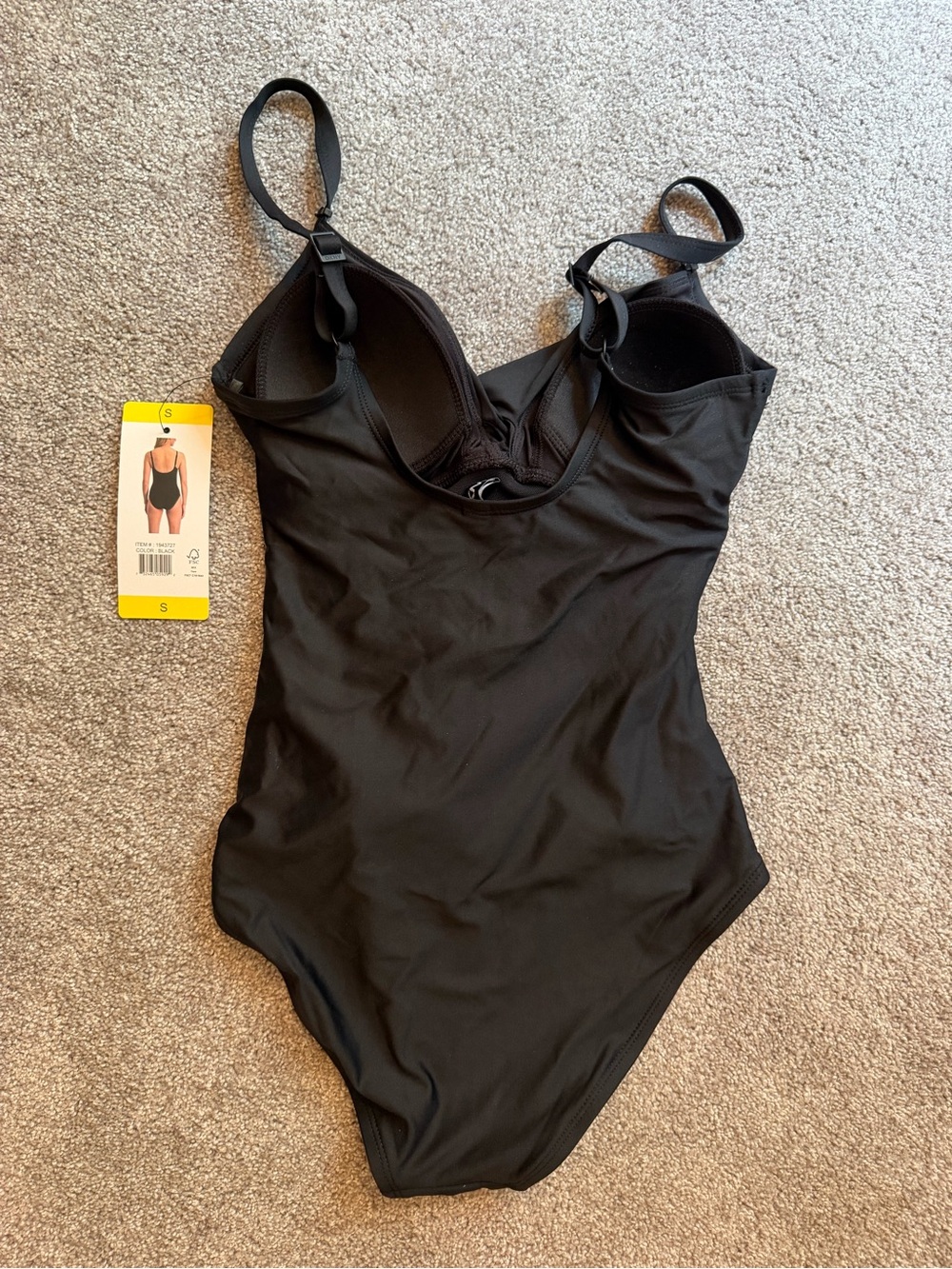 DKNY Black One-Piece Ruched Swimwear - Picture 3 of 5